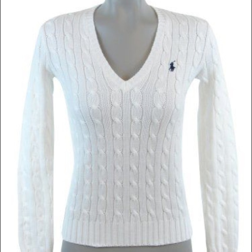 Ralph Lauren White Cable Knit Sweater